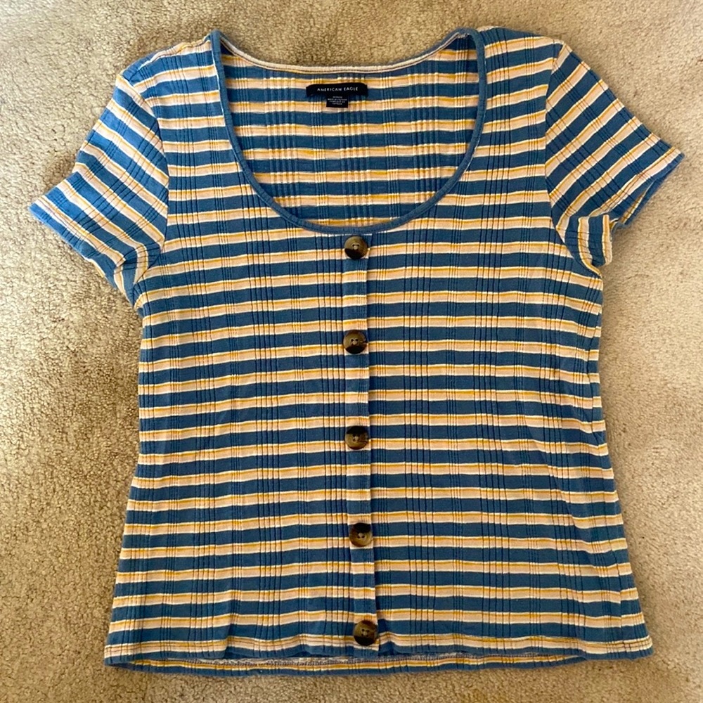American Eagle Outfitters Woman’s Striped Scoop Neck Tee-Shirt
